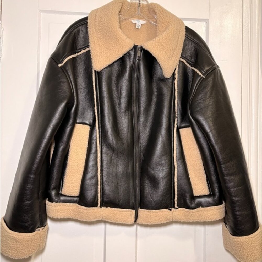 Time and Tru Black and Tan Teddy Jacket